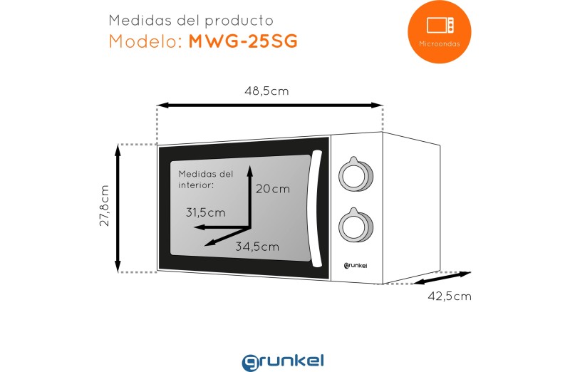 Microondas 25 Litros Digital Blanco con Grill MOENX0325DG-1