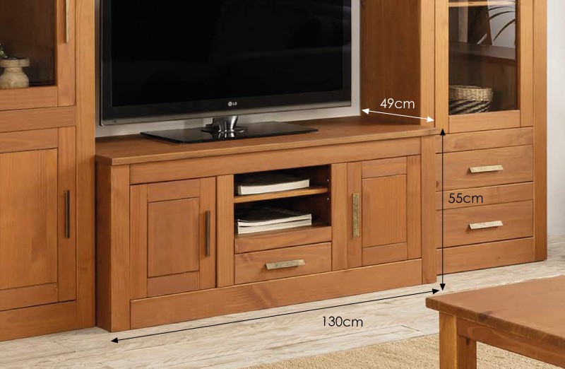 Mueble para salones comedores con vitrinas en vertical y módulo televisión  madera