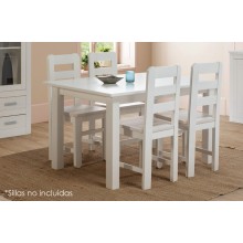 Mesa de comedor rectangular con patas metálicas y sillas de pvc patas madera  Merkamueble