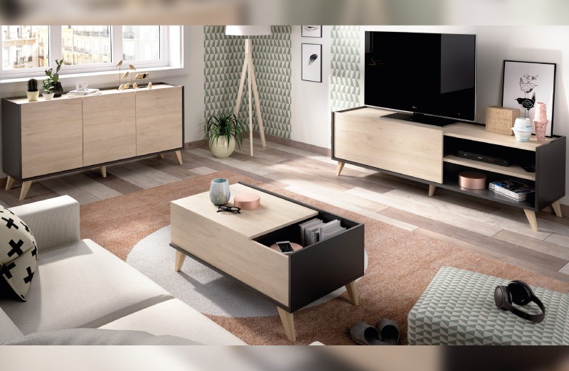 Mueble de televisión Ness Blanco Natural