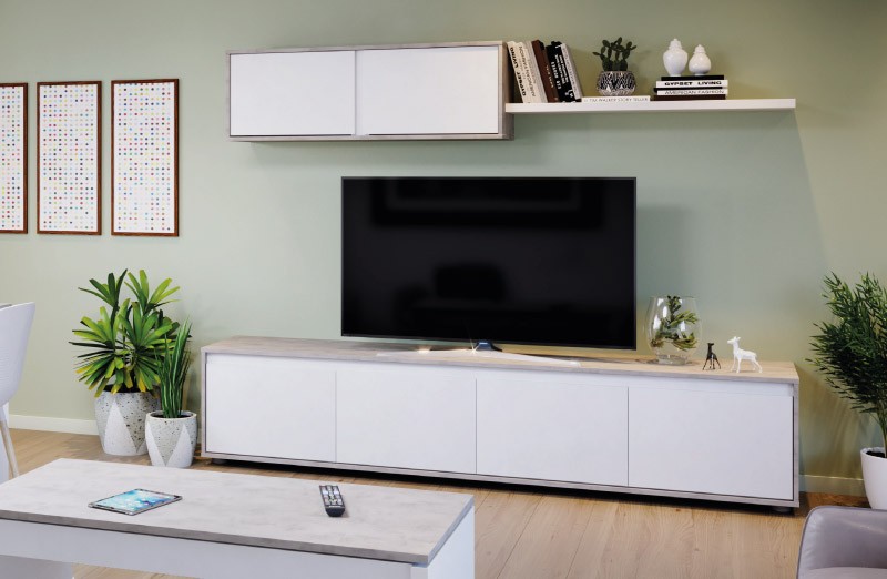 Pack Completo Muebles salón con LED Color Canadian y Blanco Moderno (Mueble  + Mesa de Centro