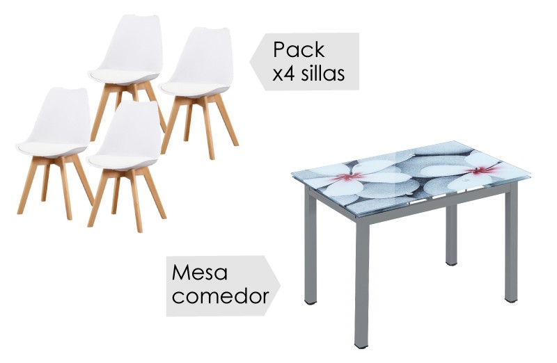 Oferta conjunto de mesa extensible y sillas de cocina o comedor.
