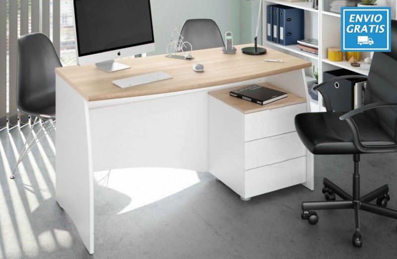 Mesa consola escritorio extensible, mesa para despacho o estudio moderna,  Bureau