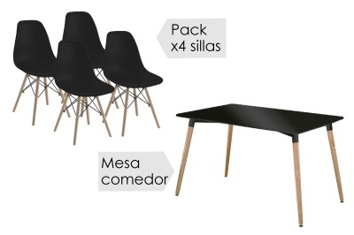 Pack 4 sillas de comedor San Gris Marengo San 44 x 100 x 61 cm
